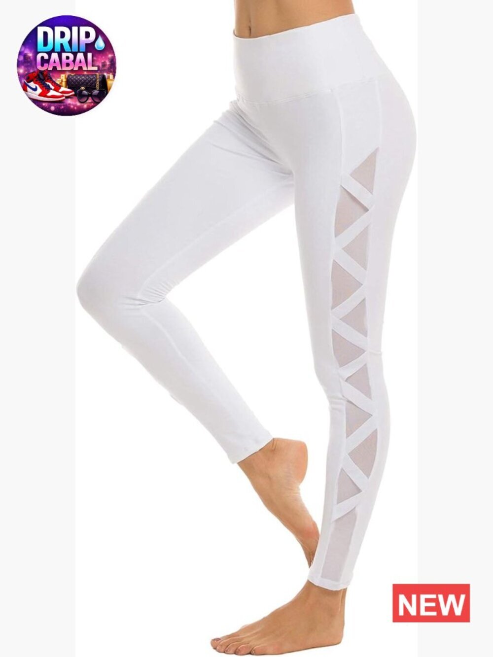 High Waisted Capri Mesh Leggings with Pockets, 4 Way Stretch Tummy Control